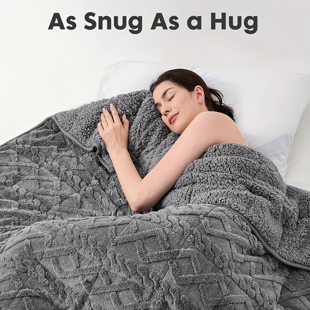 1pcs weighted blanket queen size 15 pounds 60 x 80 inches tufted cable pattern weighted blanket for adults ultra soft thick heavy blanket for sofa full size bed grey details 2