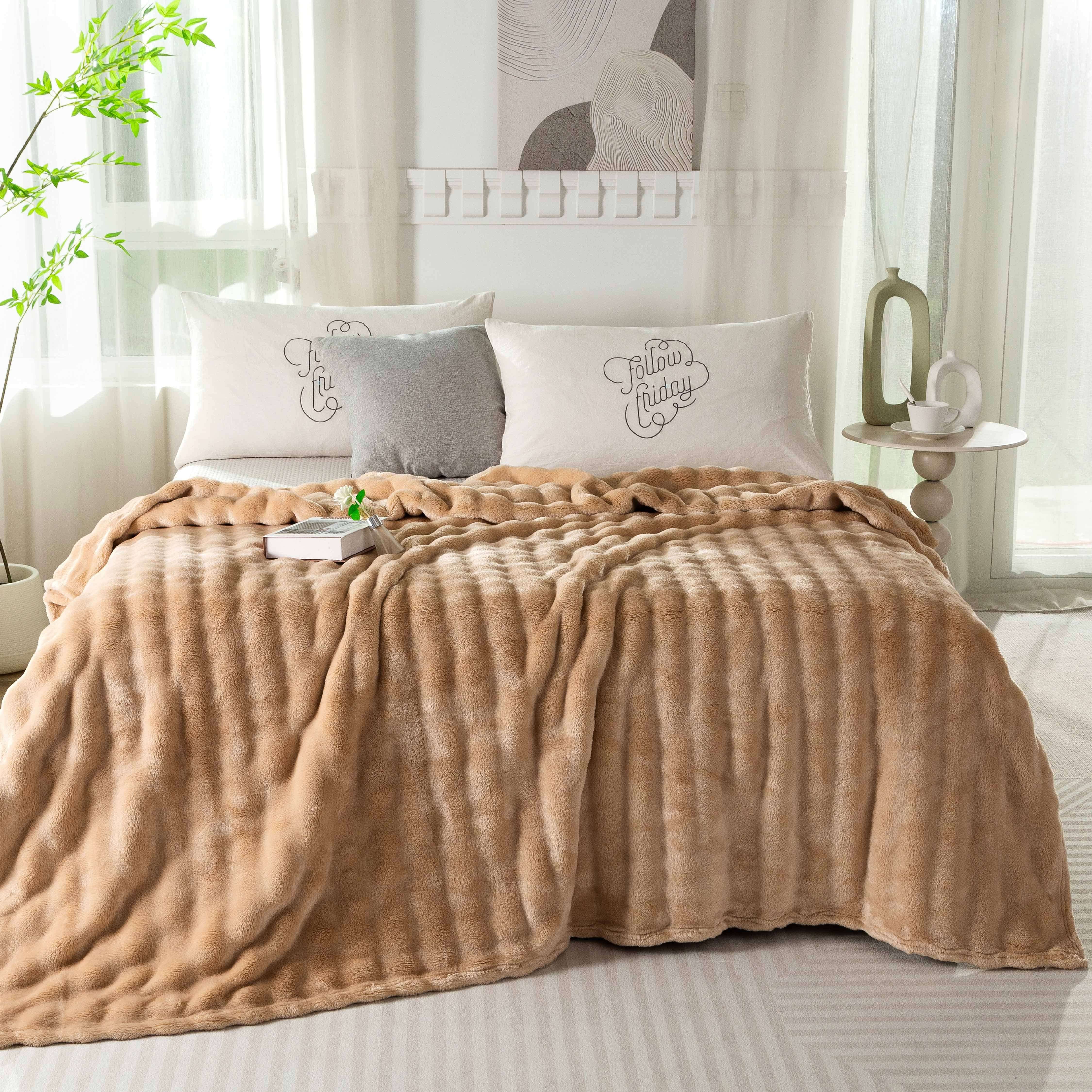 ultra velvet flannel throw blanket thick warm reversible for couch naps camping travel details 0