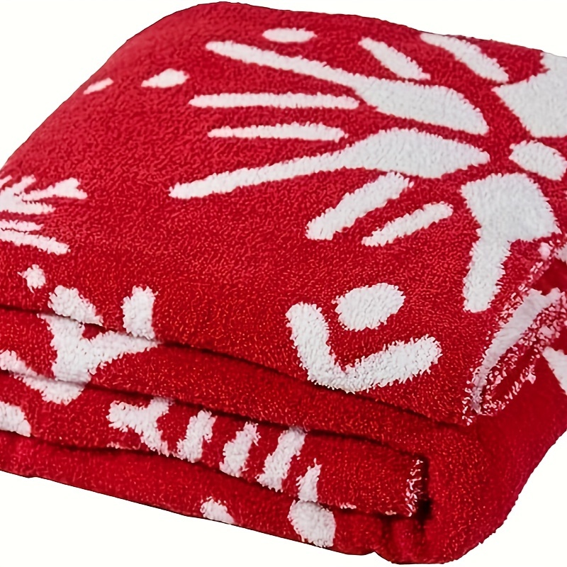 super soft and comfortable red snowflake blanket lightweight wool fluffy microfiber knitted blanket home decor bed sofa available all year round details 4