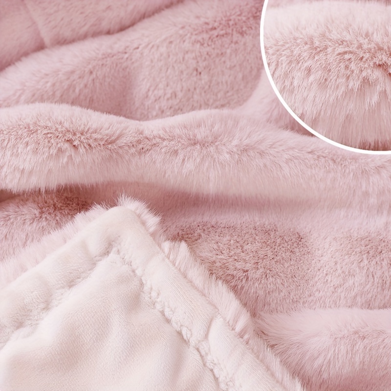 super soft blanket pink high quality silky artificial fur flannel wool wave shear light bed blanket used in four seasons 60x70 inches details 5