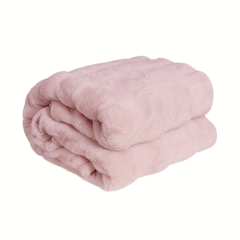 super soft blanket pink high quality silky artificial fur flannel wool wave shear light bed blanket used in four seasons 60x70 inches details 7