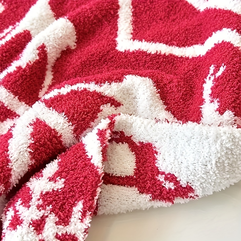 super soft and comfortable plush geometric snowflake deer elk blanket lightweight wool fluffy microfiber knitted blanket easy and convenient home decor sofa bed details 5