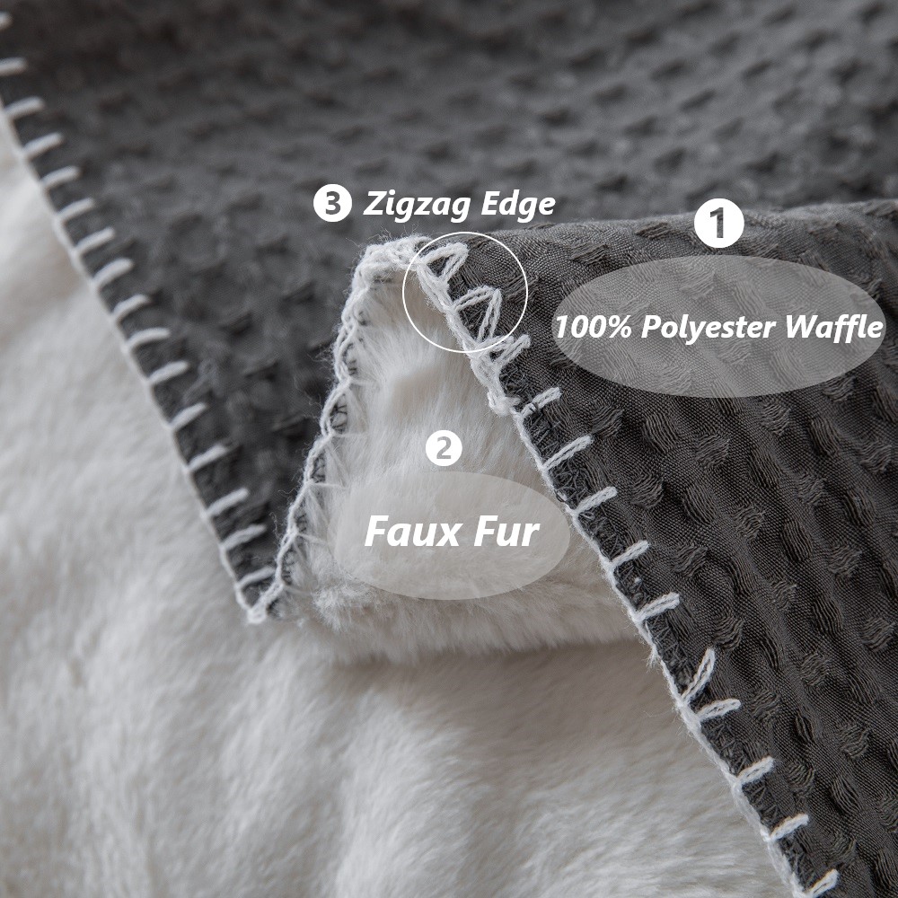 reversible faux fur to waffle throw blanket soft and cozy great choice for couch chair and bed machine washable details 8