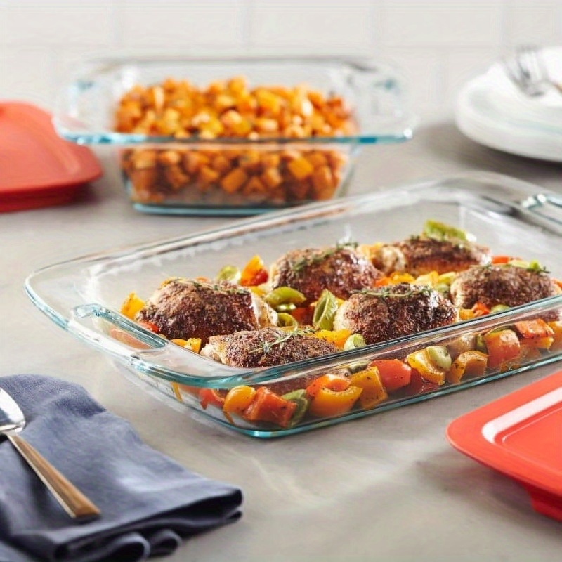 glass baking dish with red lid 3 quart details 2
