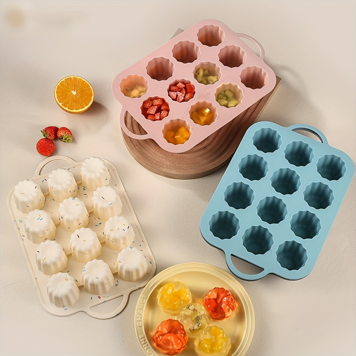 12 cavity silicone scone baking mold non stick rectangle cake pan muffin cornbread brownies mold christmas heat insulated manual baking tool for jello cupcakes doughnuts easy release and clean details 4