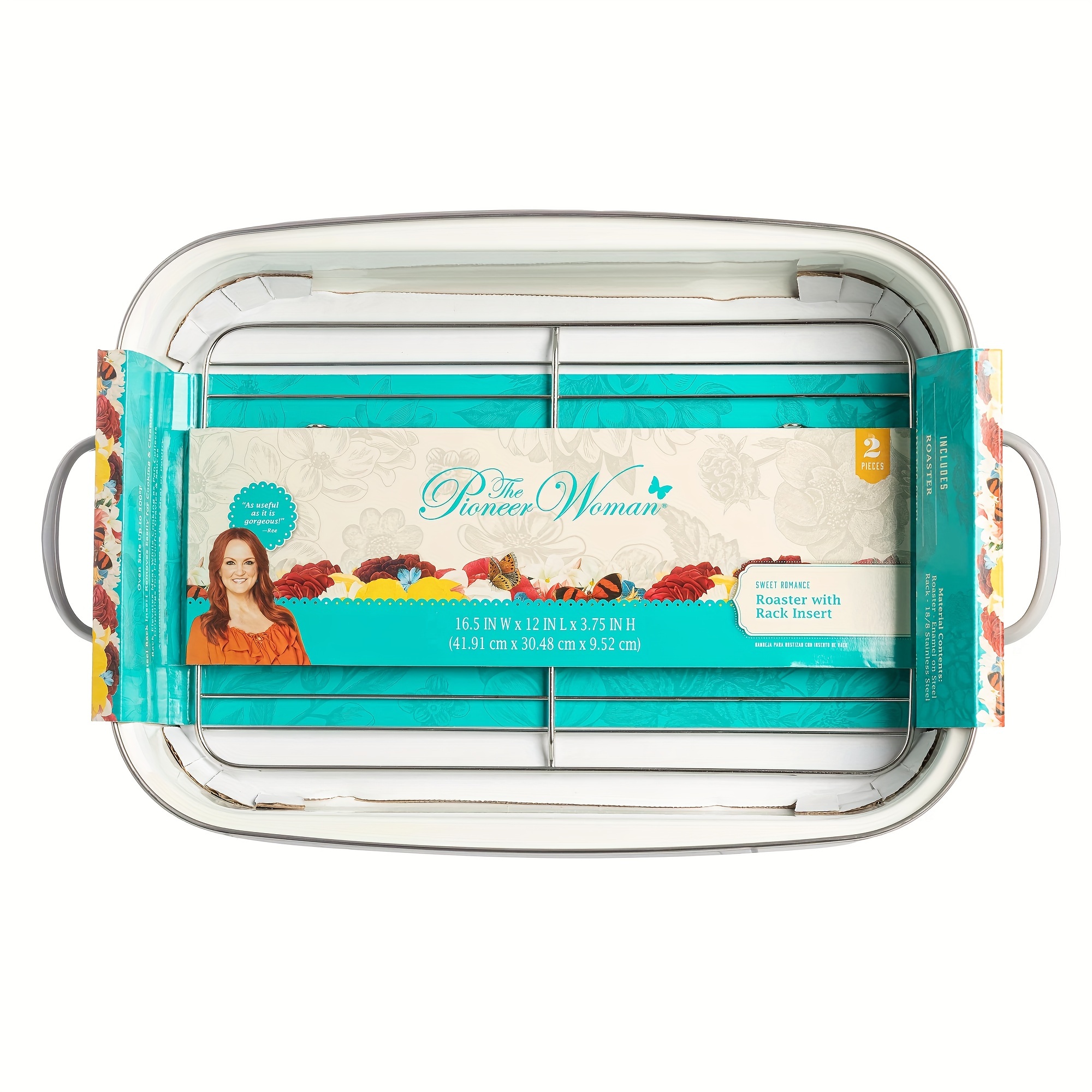 16 inch enamel on steel roaster with rack details 1
