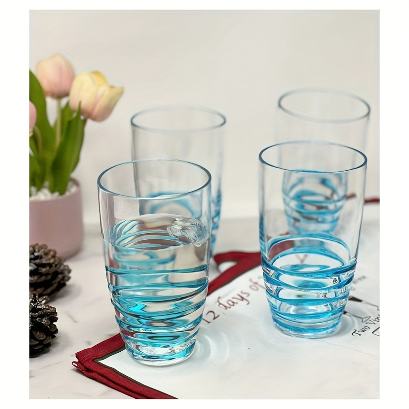 swirl acrylic glasses drinking set of 4 20oz plastic drinking glasses bpa free cocktail glasses drinkware set plastic water tumblers details 1