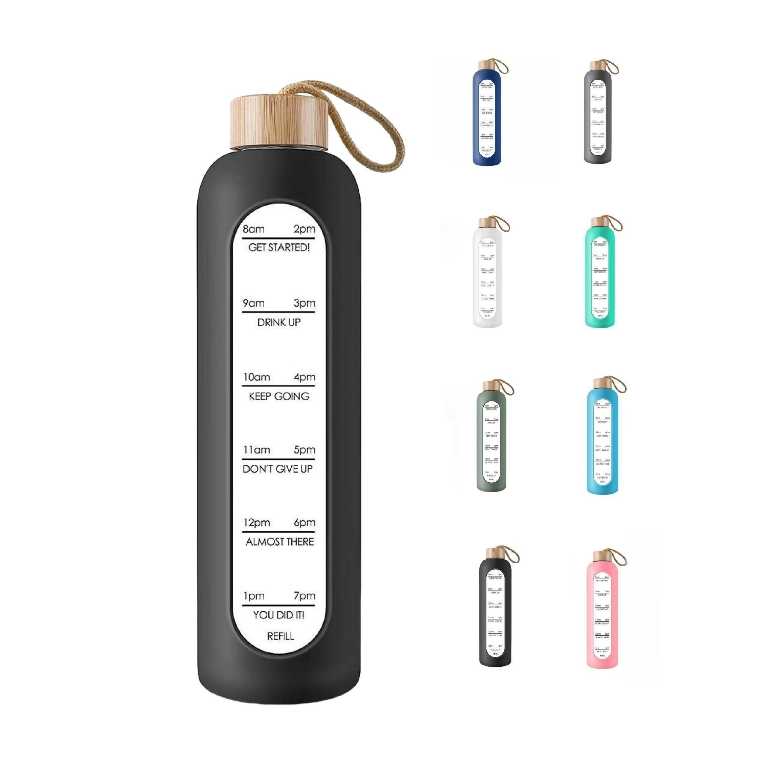 1pc inspirational 32oz bpa free drinking glasses with leak proof markings silicone sleeve and bamboo lid reusable glass tumbler for summer drinks and back to school supplies details 1
