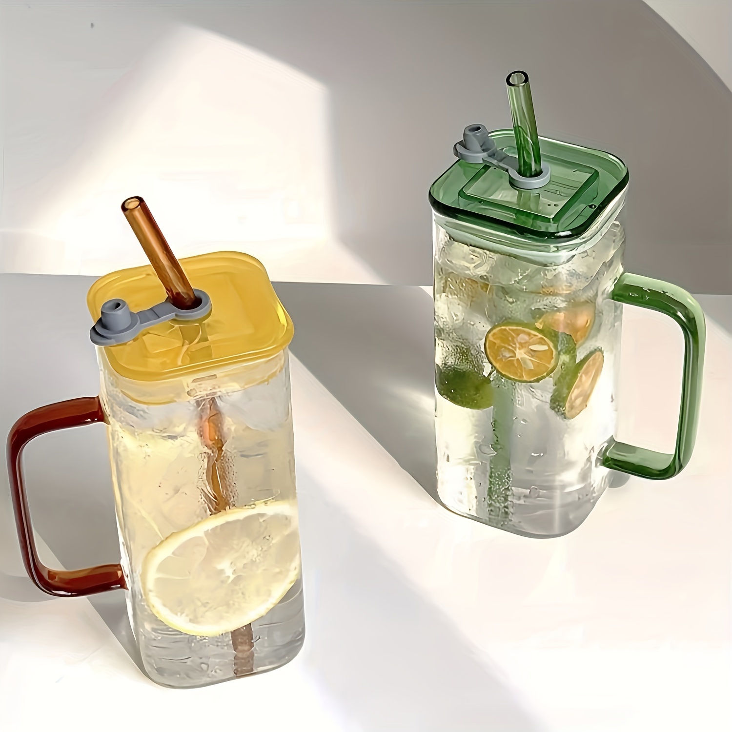 1 pc glass straw cup durable heat resistant straw tumbler with ergonomic handle perfect for coffee and beverages suitable for everyday use multi dishwasher optional details 0