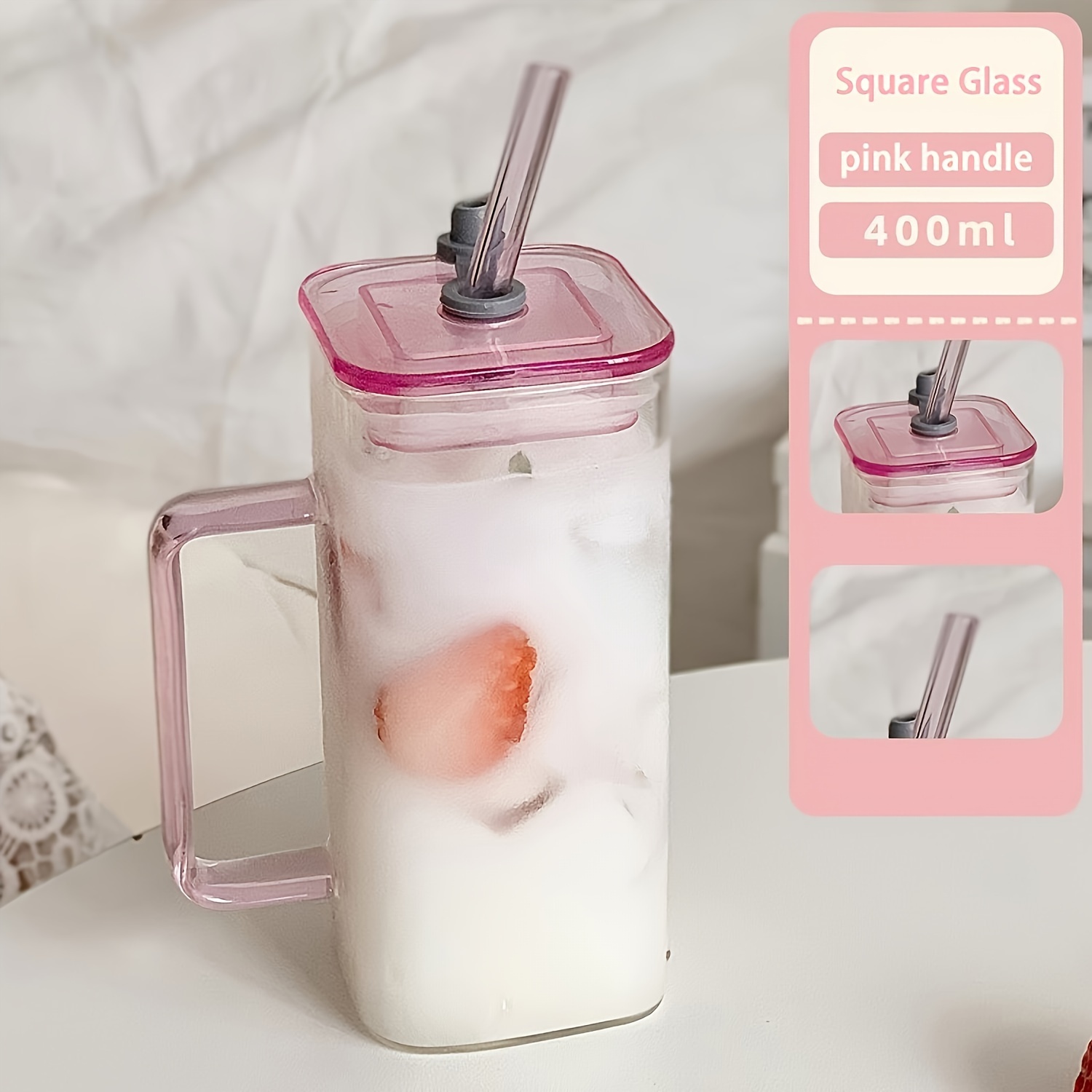 1 pc glass straw cup durable heat resistant straw tumbler with ergonomic handle perfect for coffee and beverages suitable for everyday use multi dishwasher optional details 2