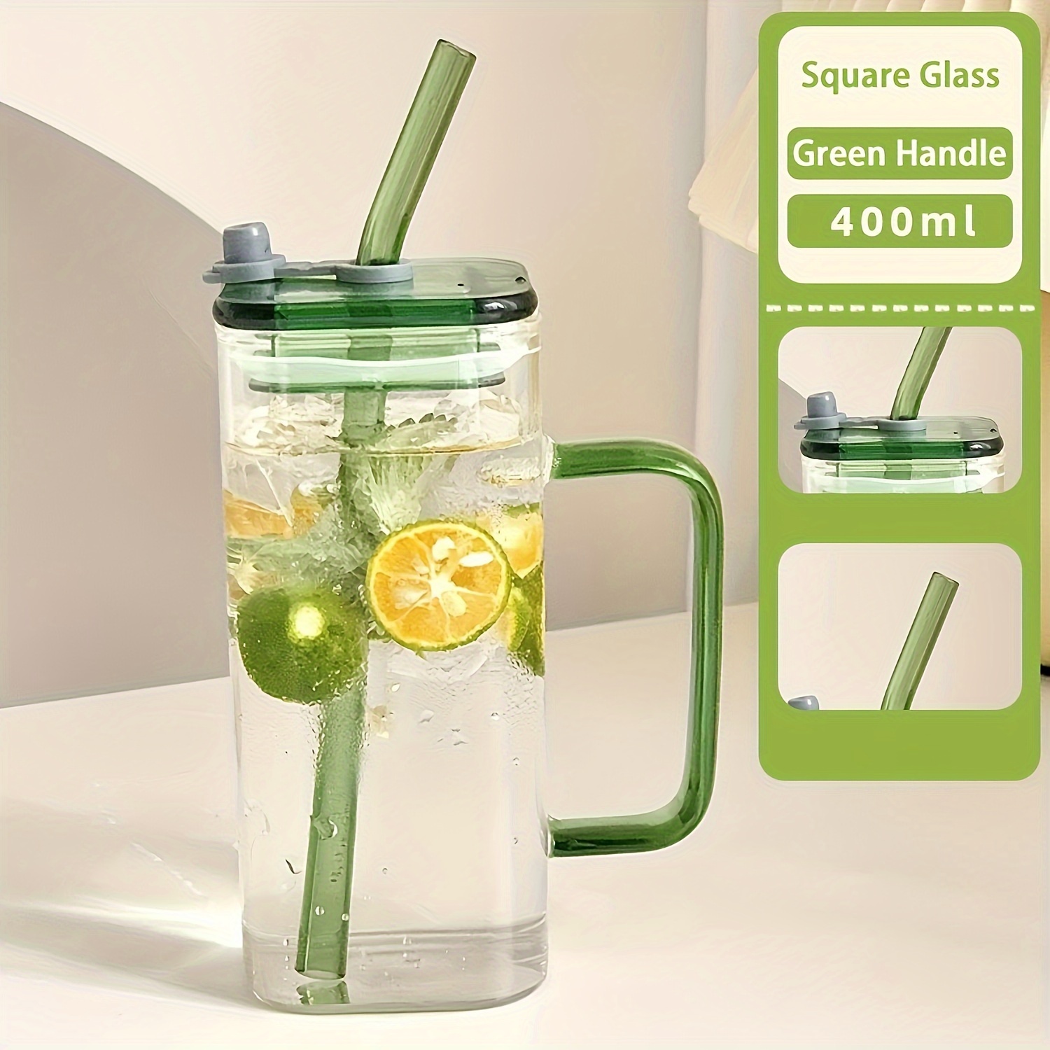 1 pc glass straw cup durable heat resistant straw tumbler with ergonomic handle perfect for coffee and beverages suitable for everyday use multi dishwasher optional details 4