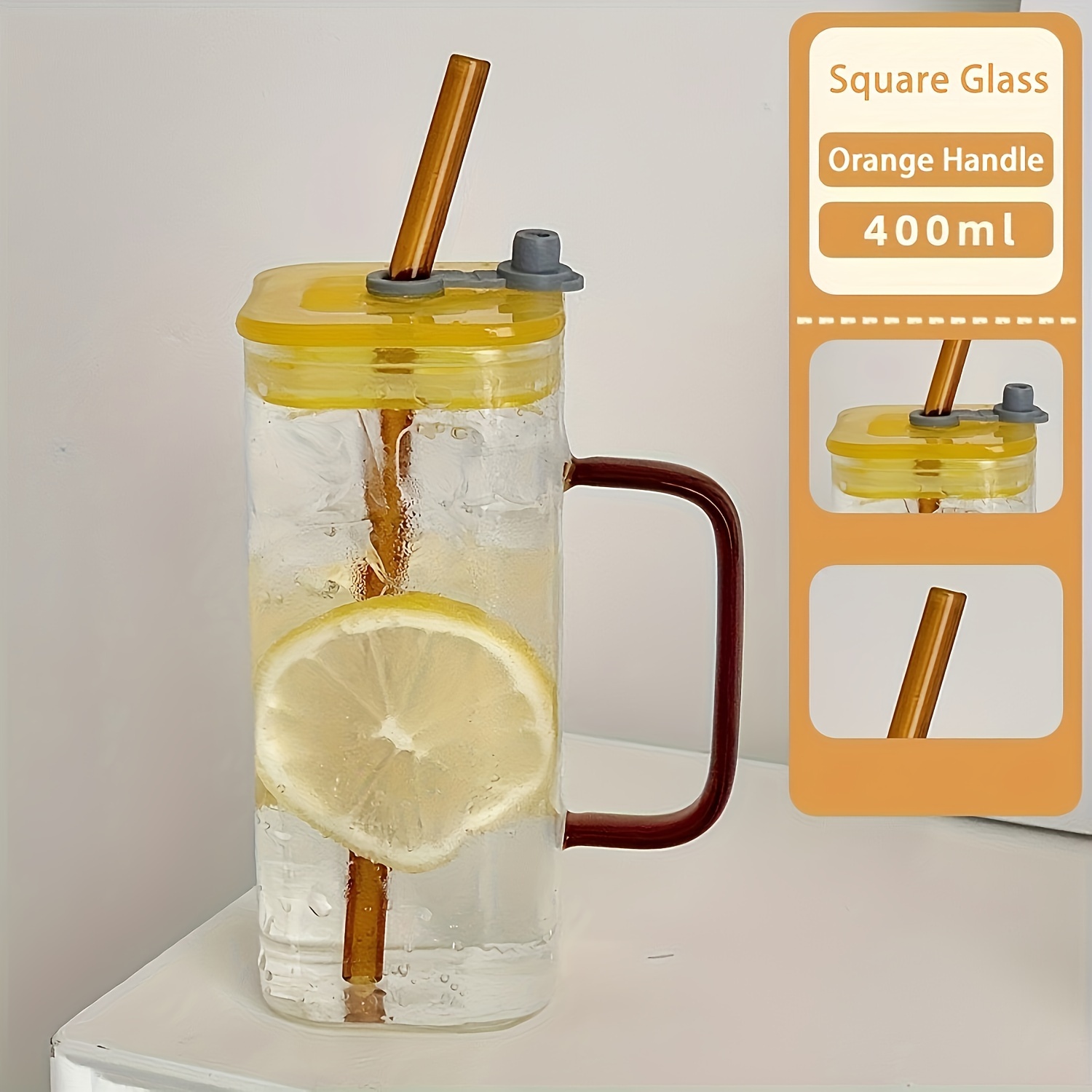 1 pc glass straw cup durable heat resistant straw tumbler with ergonomic handle perfect for coffee and beverages suitable for everyday use multi dishwasher optional details 7