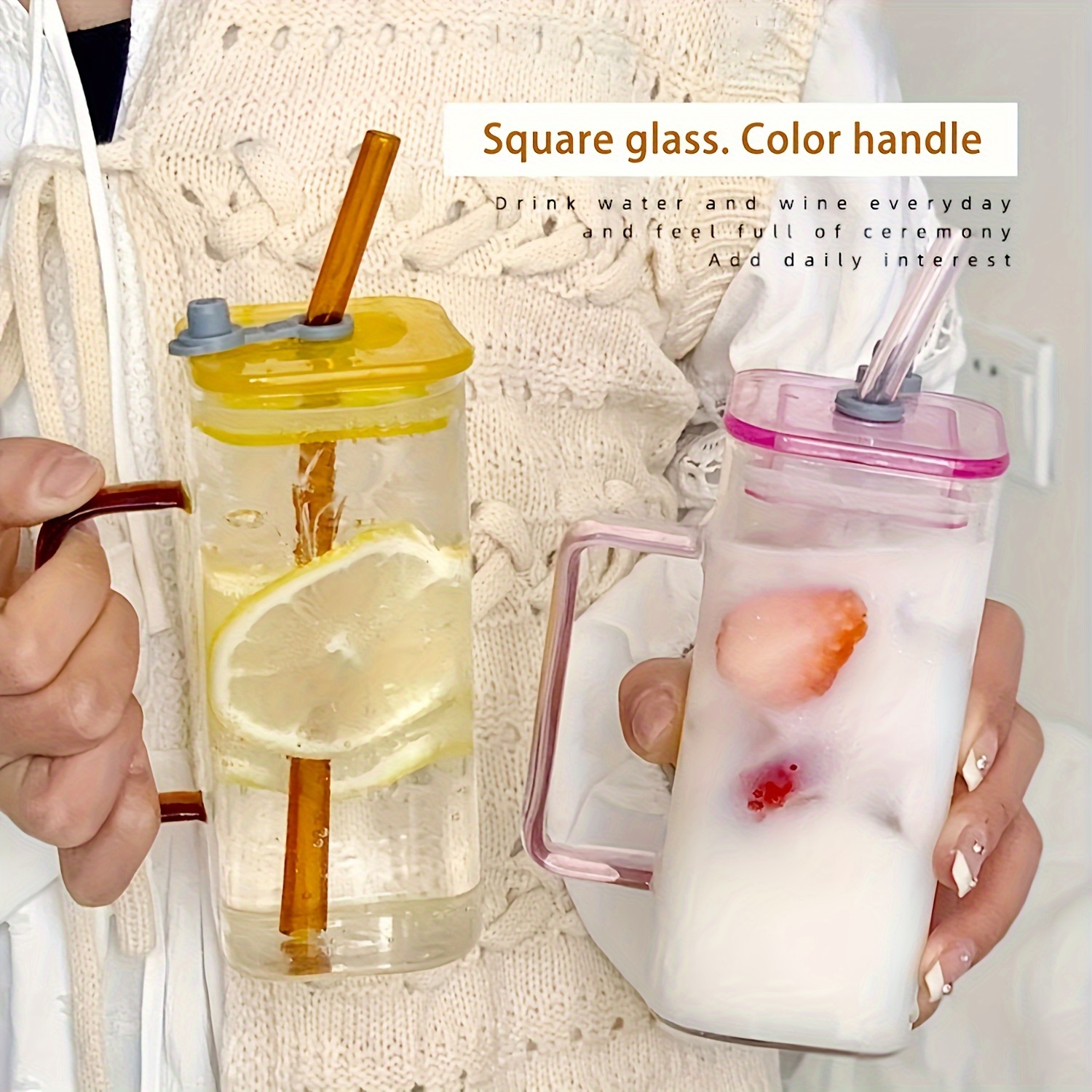 1 pc glass straw cup durable heat resistant straw tumbler with ergonomic handle perfect for coffee and beverages suitable for everyday use multi dishwasher optional details 8