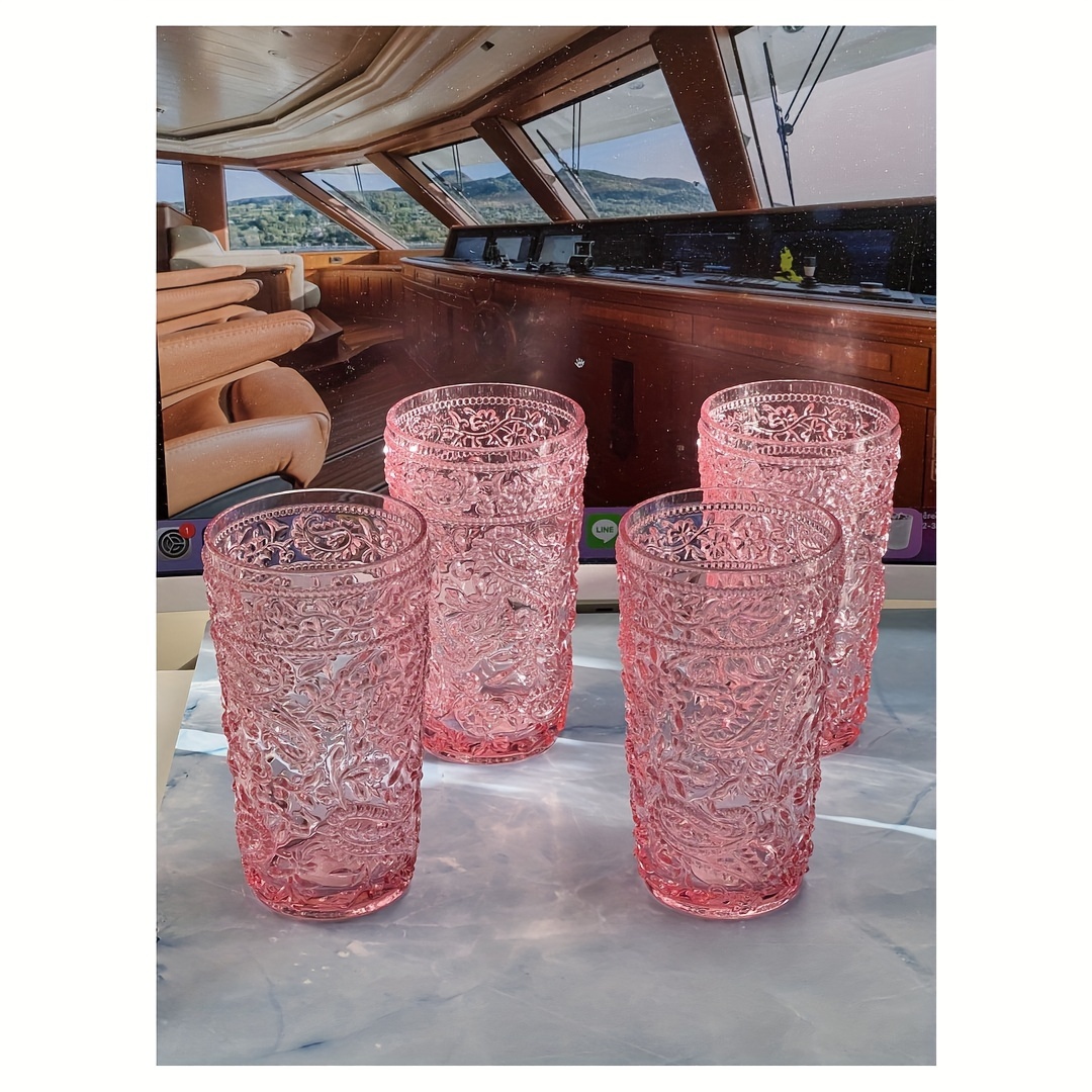 paisley acrylic glasses drinking set of 4 17oz plastic drinking glasses bpa free cocktail glasses drinkware set drinking water glasses details 0