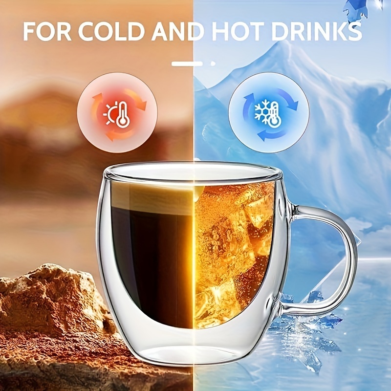 5 oz double wall glass espresso cups 4 piece set insulated glass coffee cups with handles perfect for cappuccino latte tea clear glass espresso cups for espresso machines details 3