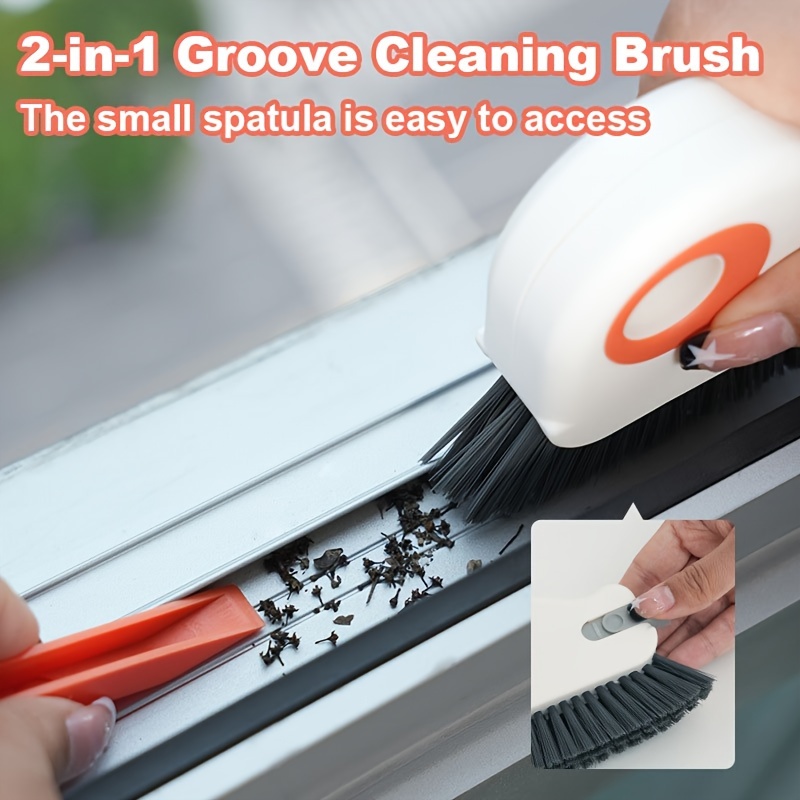 1pc cleaning brush window rail cleaning tool 2 in 1 cleaning brush multi functional bristle crevice cleaning brush for sliding door tracks window sills window details 2
